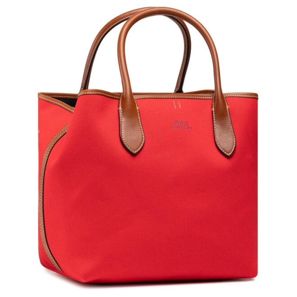 NWT Polo Ralph Lauren Medium Reversible Canvas Tote - Ruby Navy